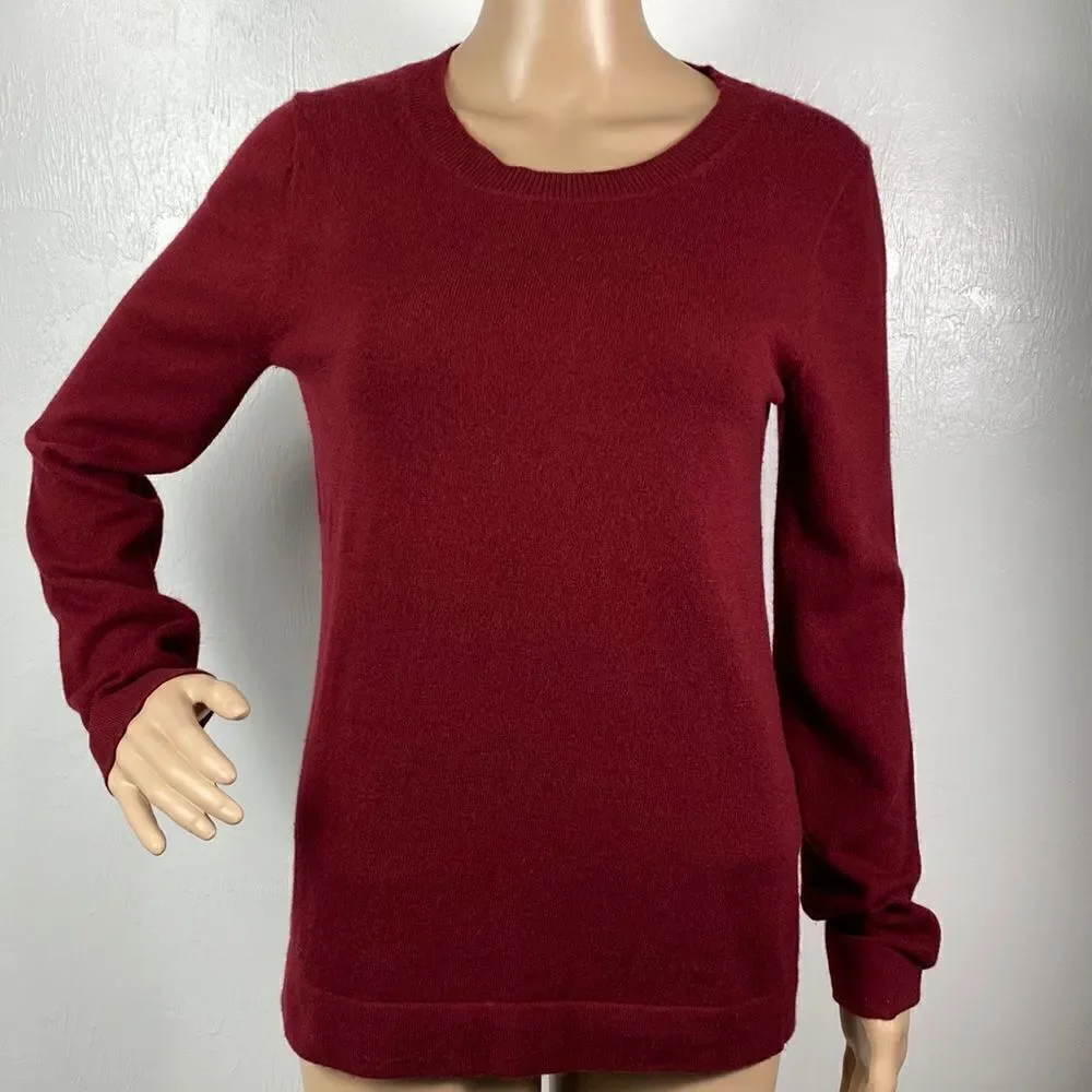 J. Crew burgundy cotton blend round neck pullover sweater size S